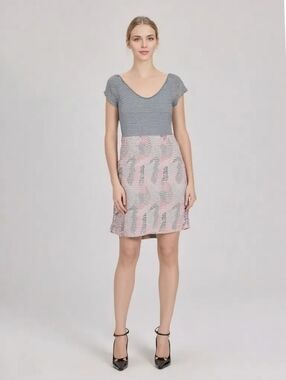 Pact Mixed-Print Cross-back Dress Gray Stripe & Pink Leopard Small